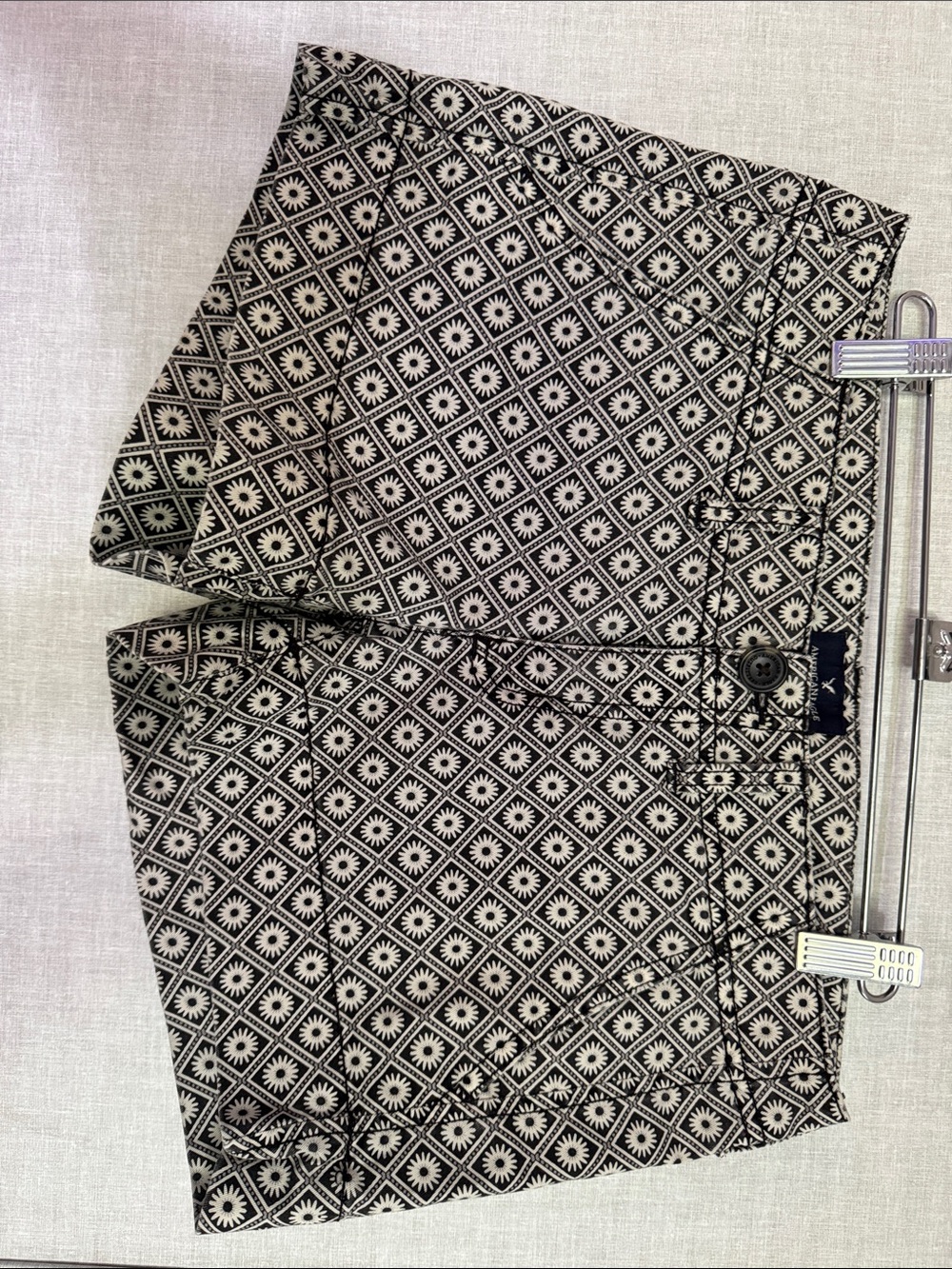 American Eagle Outfitters Black and White Geometric Print Bermuda Shorts